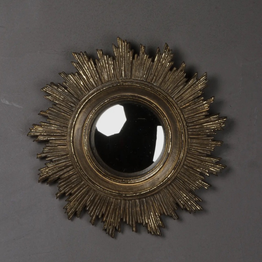 Dramatic Mini Convex Gold Sun Mirror